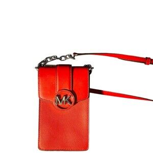 Michael Kors Carmen Phone Crossbody Bag Womens Small Bright Red Logo